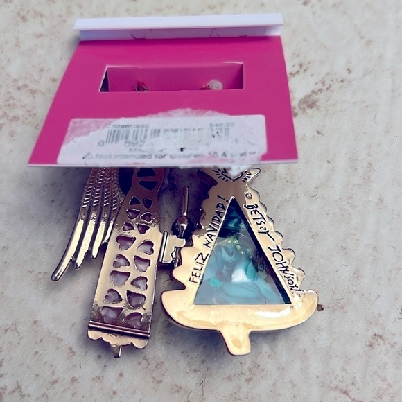 Betsey Johnson Dangle Christmas Tree Angel Earrings NEW - Picture 4 of 5